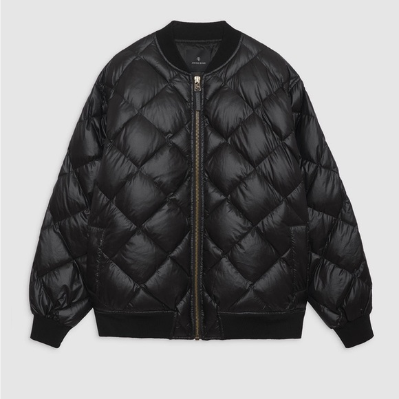 Anine Bing Leo Puffer Coat / Woman’s Large / Black with gold zip - Picture 2 of 5